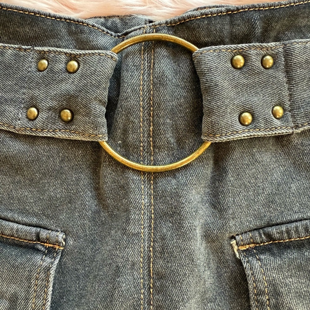 Madden NYC Hardware Blue Wash Cargo Denim Skort With Ring Belt Size XS - Picture 5 of 8
